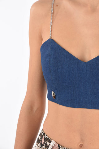stretch denim FASHION ELENHA crop top