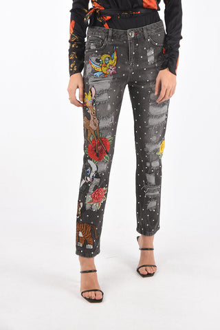 jeans Boyfriend cut BREAK FREE distressed con strass