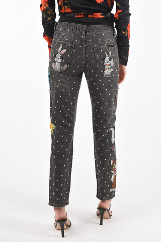 jeans Boyfriend cut BREAK FREE distressed con strass