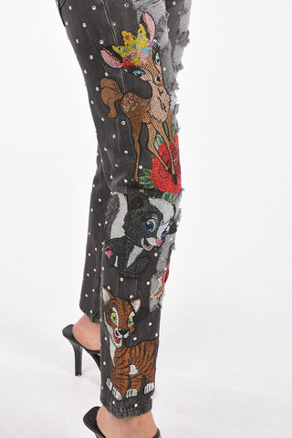 jeans Boyfriend cut BREAK FREE distressed con strass