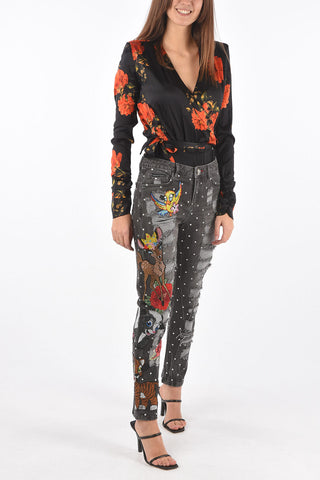 jeans Boyfriend cut BREAK FREE distressed con strass