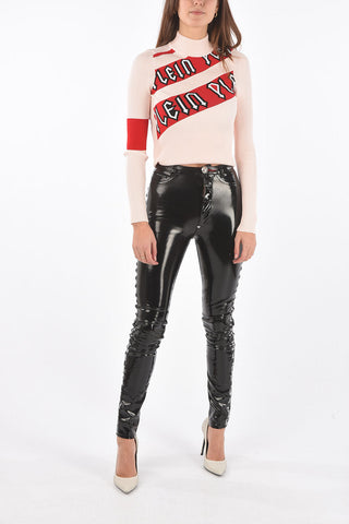 faux leather PINSTRIPE PLEIN super high waist jegging