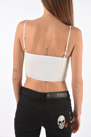 COUTURE leather LIS sweetheart neckline crop top
