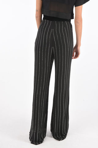 COUTURE pantalone palazzo a vita alta con crystal all over