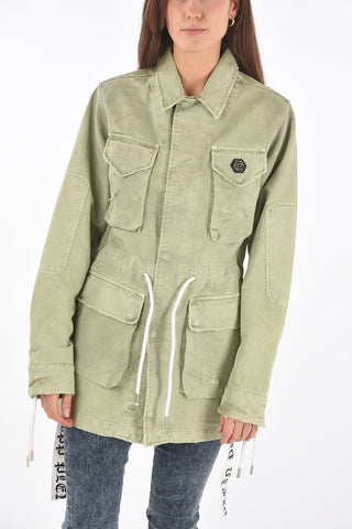 Parka NEVER LEAVE IT in cotone con abbottonatura nascosta