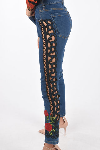 straight fit BARRETT JANE jeans with side cut out detail