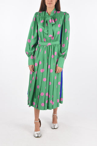 MM4 polka dot silk dress with tie neck