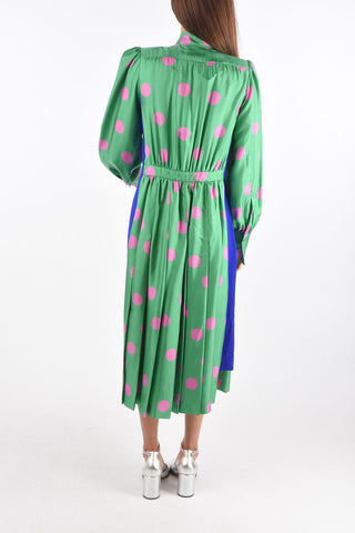 MM4 polka dot silk dress with tie neck