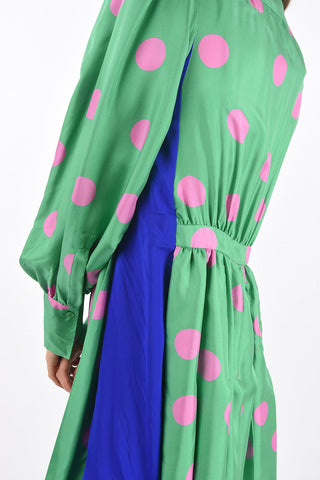 MM4 polka dot silk dress with tie neck