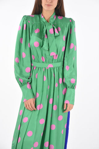 MM4 polka dot silk dress with tie neck