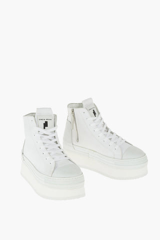 sneakers alte in tessuto con platform 4.5cm
