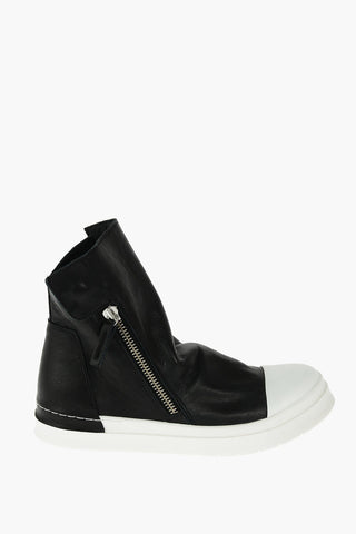 Sneakers in Pelle Spalmata con Zip Laterale