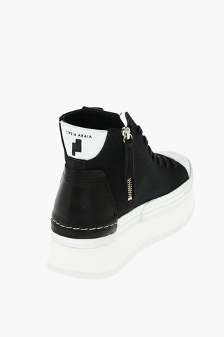 4cm fabric high top sneakers with platform