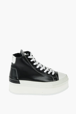 4.5cm leather high top sneakers with platform