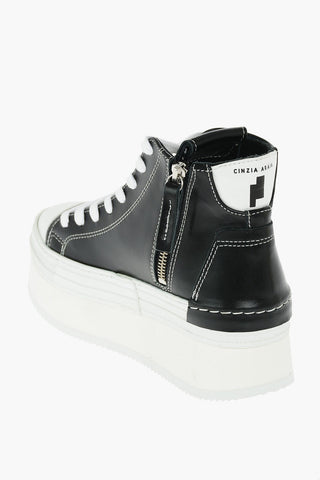 4.5cm leather high top sneakers with platform