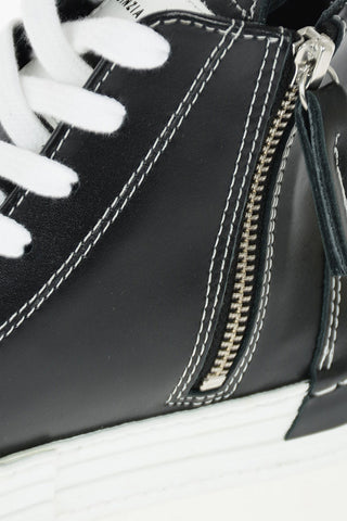 4.5cm leather high top sneakers with platform