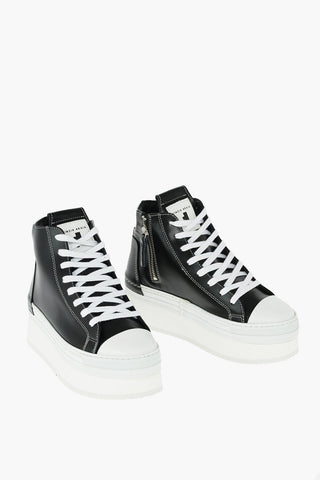 4.5cm leather high top sneakers with platform