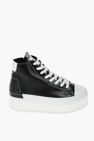 4.5cm leather high top sneakers with platform