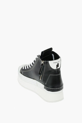 4.5cm leather high top sneakers with platform