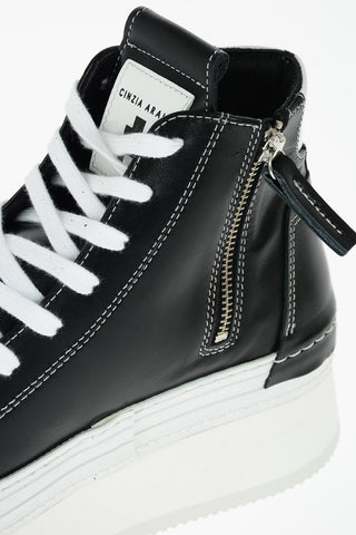 4.5cm leather high top sneakers with platform