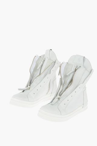 leather SKIN high top sneakers with zip