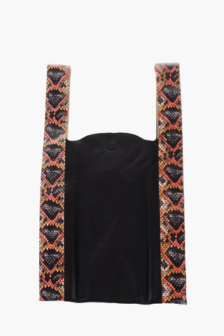 MM11 Leather Tote Bag with Snake-detailing