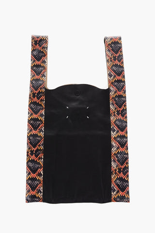 MM11 Leather Tote Bag with Snake-detailing