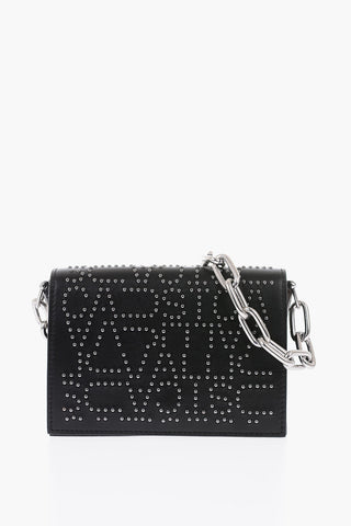 Borsa a tracolla in pelle con borchie