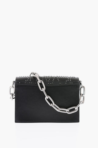 Borsa a tracolla in pelle con borchie