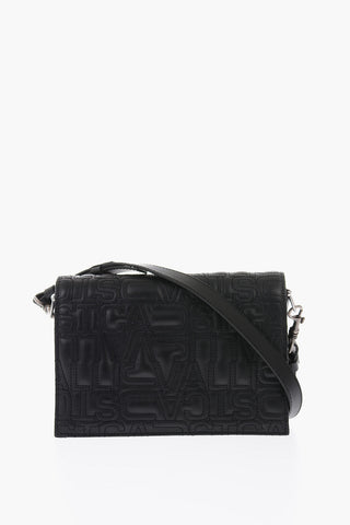 leather crossbody bag with embossed logo