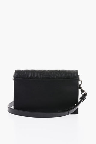 leather crossbody bag with embossed logo