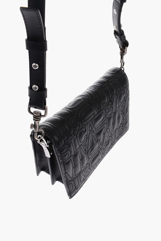 leather crossbody bag with embossed logo