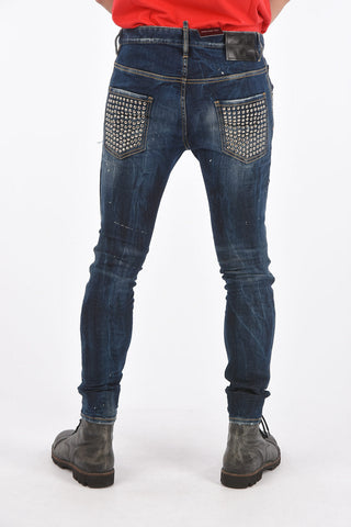Distressed SUPER TWINKY FIT Denims with Studded Pockets