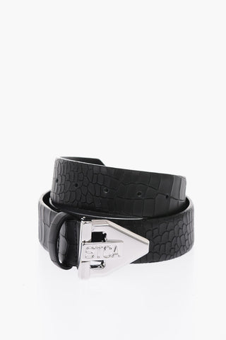 35mm crocodile printed leather belt