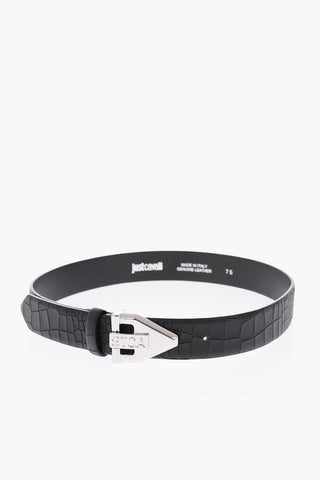 35mm crocodile printed leather belt