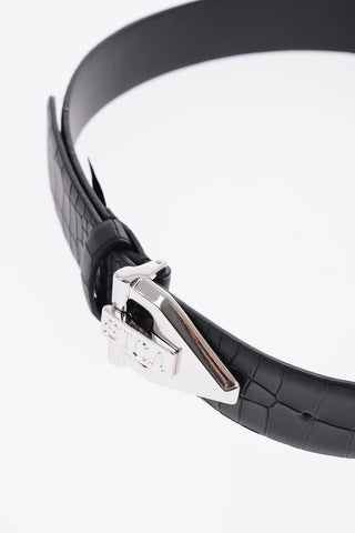 35mm crocodile printed leather belt