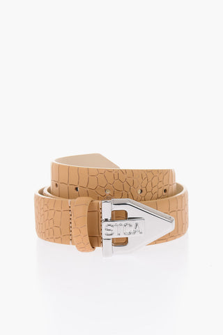 35mm crocodile printed leather belt