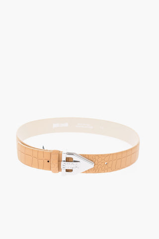 35mm crocodile printed leather belt