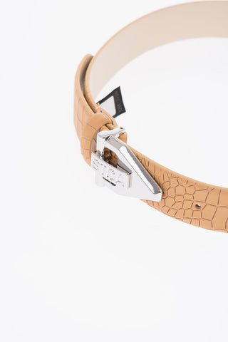 35mm crocodile printed leather belt