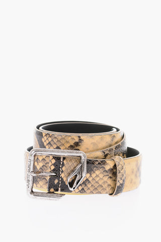 35mm snake printed leather belt 