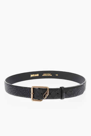 35mm crocodile printed leather belt 35mm
