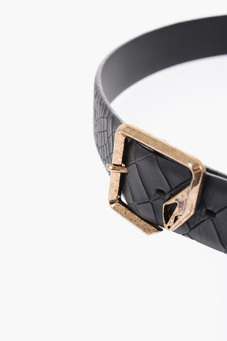 35mm crocodile printed leather belt 35mm