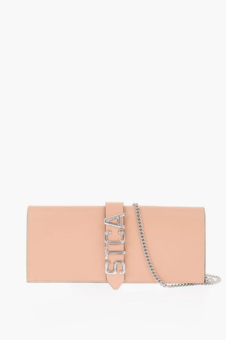leather Clutch with chain shoulder strap