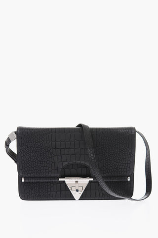Croco Printed Leather Crossbody Bag