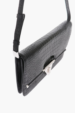 Croco Printed Leather Crossbody Bag