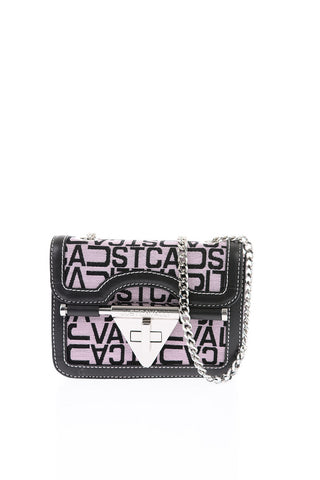 Leather Crossbody Bag with Logoed Jacquard Textile Insert
