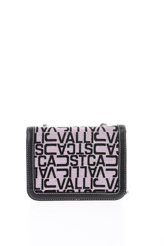 Leather Crossbody Bag with Logoed Jacquard Textile Insert