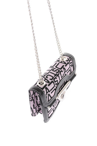 Leather Crossbody Bag with Logoed Jacquard Textile Insert