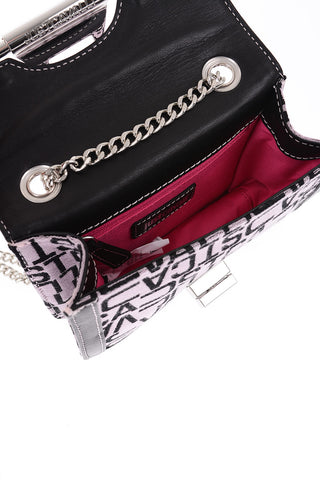 Leather Crossbody Bag with Logoed Jacquard Textile Insert