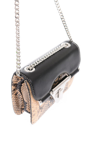 snake printed leather bag with chain shoulder strap